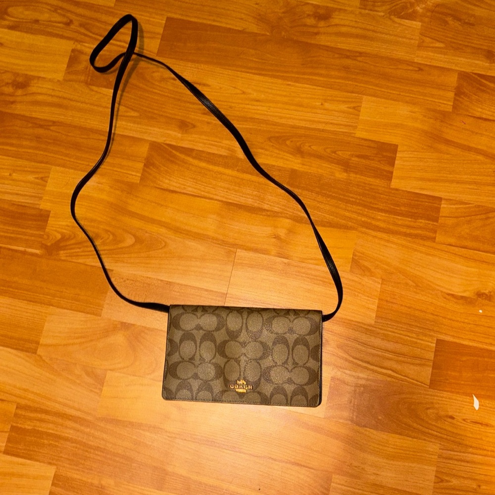 Coach Brown Leather Crossbody Bag with Slim Design